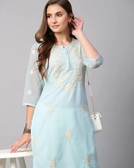 Straight Lucknowi Chikankari Ethinic Wear Kurta